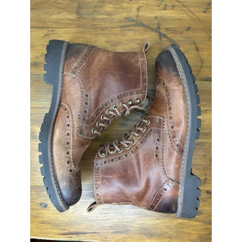 Clark’s Montacute Lord Men’s Boot Size 10M Tan Brown Leather Wingtip Brogue